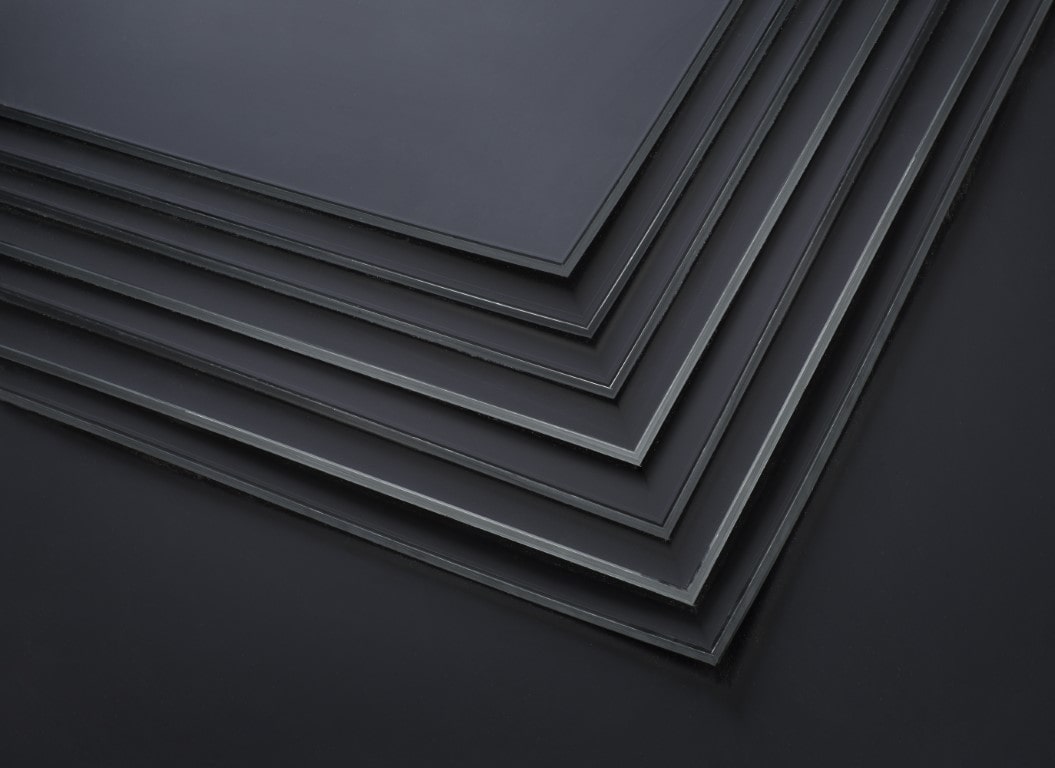 Rubber sheets laid on top of one another showing their different thicknesses